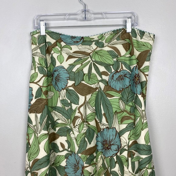 Eddie Bauer Floral Print Midi Skirt Green Blue A-Line Fairycore Cottagecore M - Picture 6 of 9